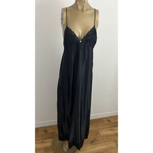 Vintage Nightwinds Women's XS Black Long Nightgown Full Length Nylon Rayon Blend